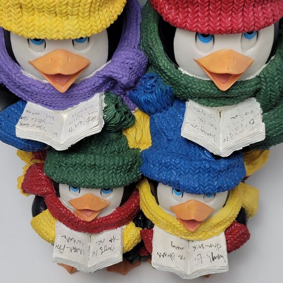 Vintage Christmas Family Penguins Carolers In Winter Hats And Scarves Decor 16" - Picture 3 of 14